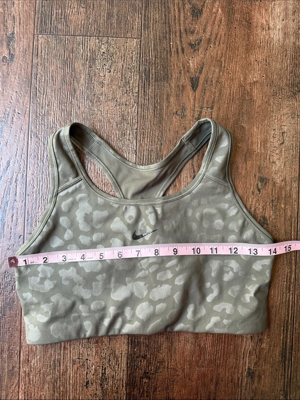 Nike Olive Green Leopard-Print Racerback Sports Bra and Leggings Size M